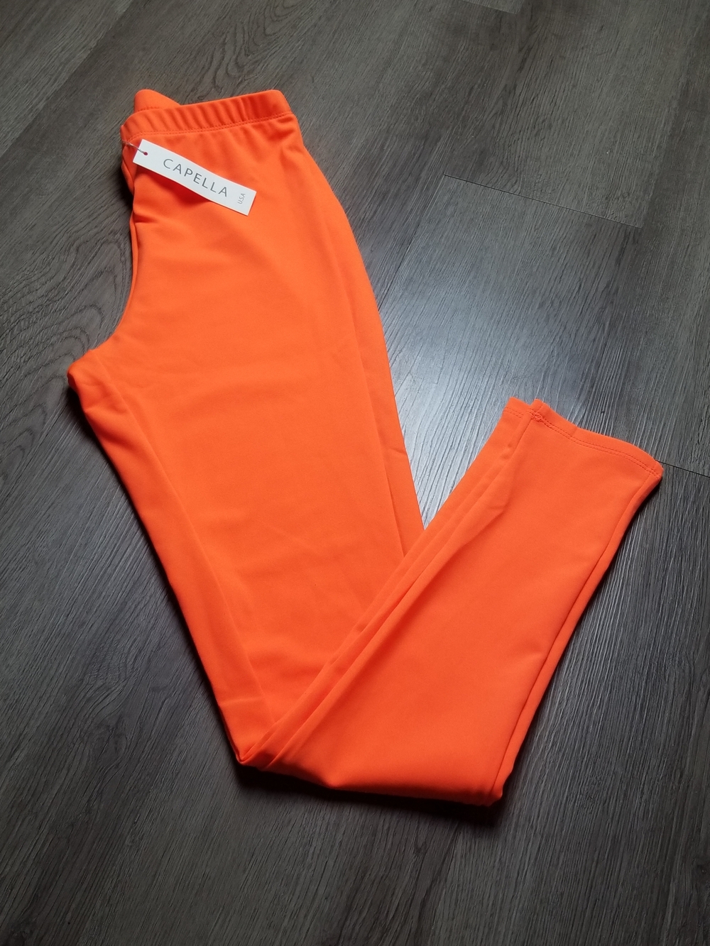Capella Apparel Women's Orange Stretch Leggings (Size L/Junior)